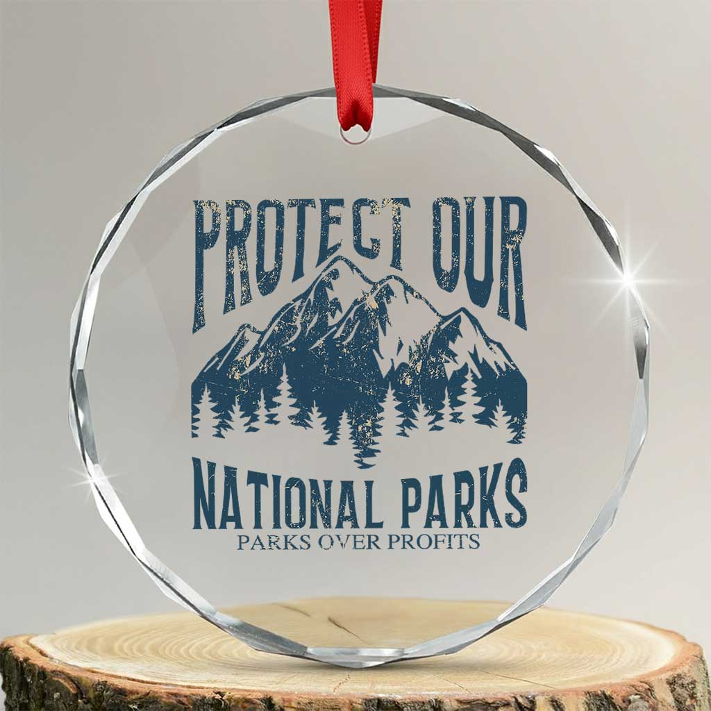 Protect Our National Parks Crystal Glass Ornament Retro Mountain Nature Graphic - Wonder Print Shop