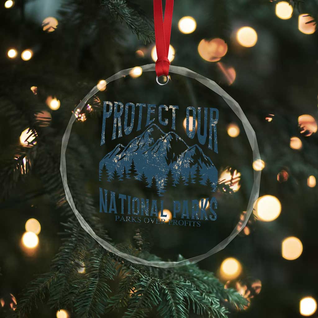 Protect Our National Parks Crystal Glass Ornament Retro Mountain Nature Graphic - Wonder Print Shop