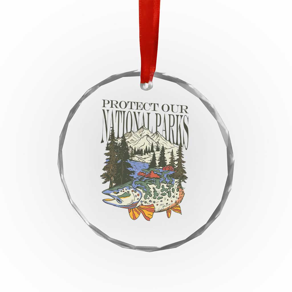 Protect Our National Parks Crystal Glass Ornament Wildlife Fishing Outdoor Adventure Retro TS02