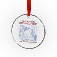 Protect Our National Parks Funny Cryptid Society Vintage Graphic Crystal Glass Ornament Bigfoot Mothman Wendigo Where Legends Still Roam Free