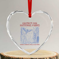 Protect Our National Parks Funny Cryptid Society Vintage Graphic Heart Crystal Glass Ornament Bigfoot Mothman Wendigo Where Legends Still Roam Free