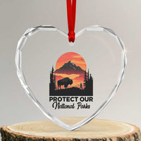 Protect Our National Parks Heart Crystal Glass Ornament Bison Buffalo Vintage Graphic - Wonder Print Shop