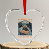 Protect Our National Parks Heart Crystal Glass Ornament Parks Not Profits Bear Retro Graphic - Wonder Print Shop