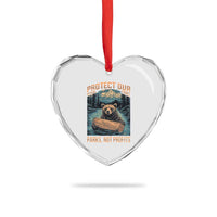 Protect Our National Parks Heart Crystal Glass Ornament Parks Not Profits Bear Retro Graphic - Wonder Print Shop