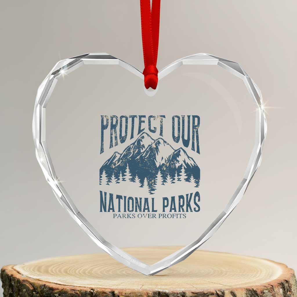 Protect Our National Parks Heart Crystal Glass Ornament Retro Mountain Nature Graphic - Wonder Print Shop