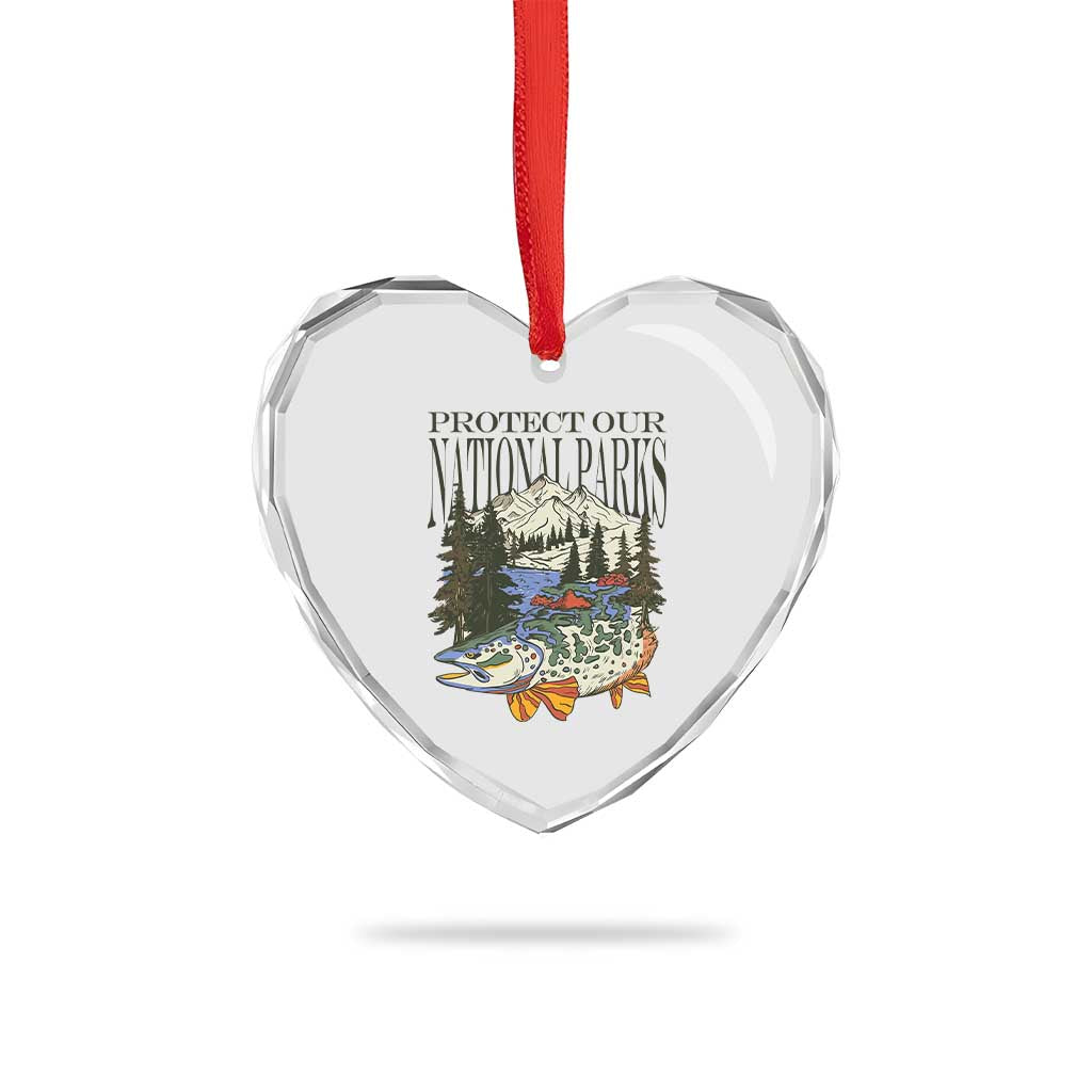 Protect Our National Parks Heart Crystal Glass Ornament Wildlife Fishing Outdoor Adventure Retro - Wonder Print Shop