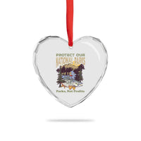 Protect Our National Parks Not Profits Heart Crystal Glass Ornament Keep Wild Nature Fish Forest - Wonder Print Shop