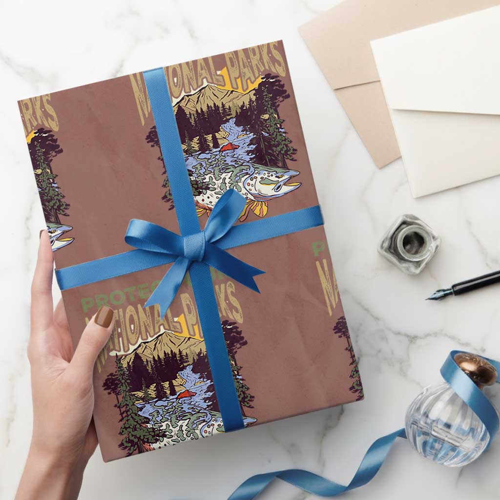 Protect Our National Parks Not Profits Wrapping Paper Roll Keep Wild Nature Fish Forest - Wonder Print Shop