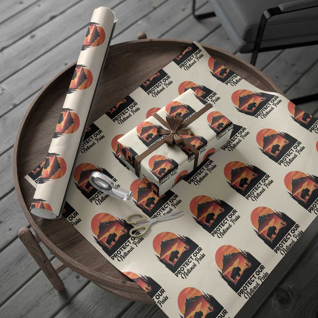 Protect Our National Parks Wrapping Paper Roll Bison Buffalo Vintage Graphic - Wonder Print Shop