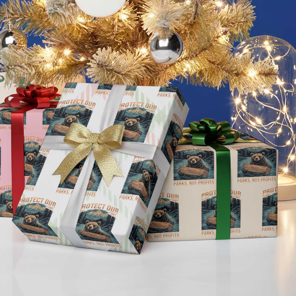 Protect Our National Parks Wrapping Paper Roll Parks Not Profits Bear Retro Graphic - Wonder Print Shop