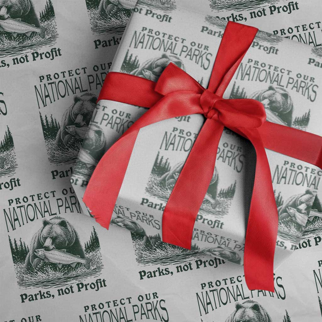 Protect Our National Parks Wrapping Paper Roll Parks Not Profits Retro Bear Nature Graphic - Wonder Print Shop