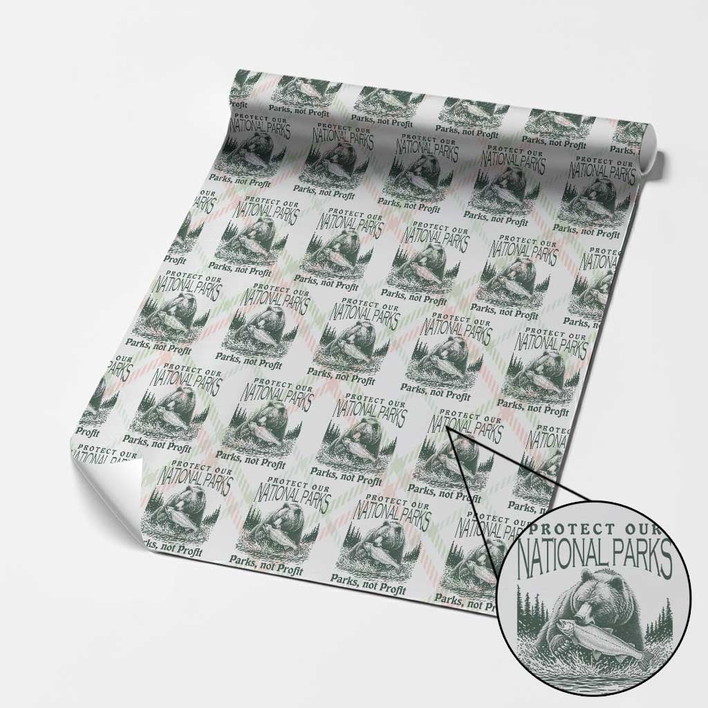 Protect Our National Parks Wrapping Paper Roll Parks Not Profits Retro Bear Nature Graphic - Wonder Print Shop