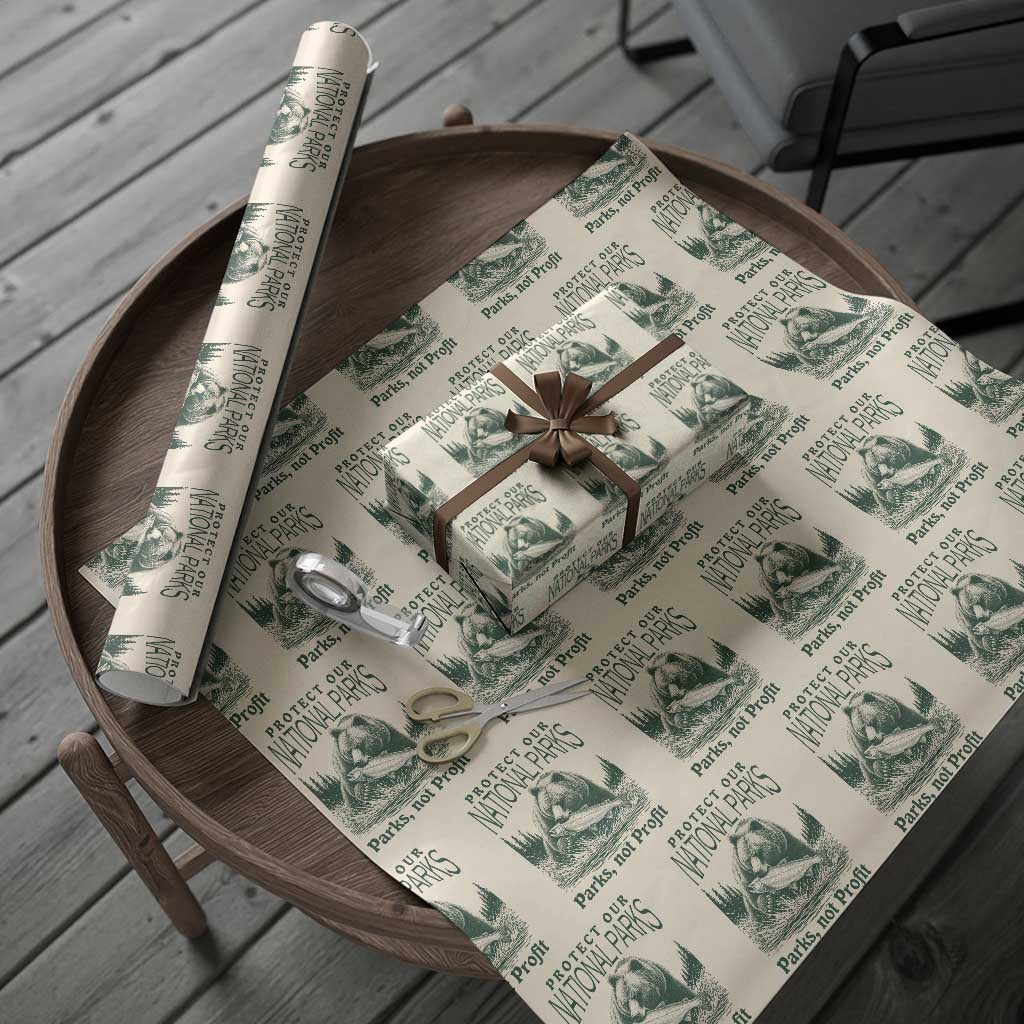 Protect Our National Parks Wrapping Paper Roll Parks Not Profits Retro Bear Nature Graphic - Wonder Print Shop