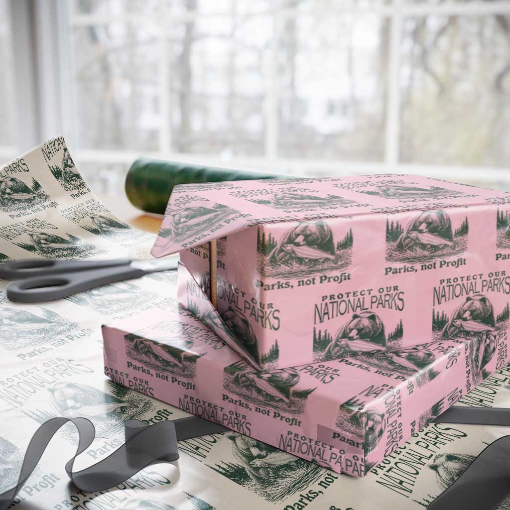 Protect Our National Parks Wrapping Paper Roll Parks Not Profits Retro Bear Nature Graphic - Wonder Print Shop