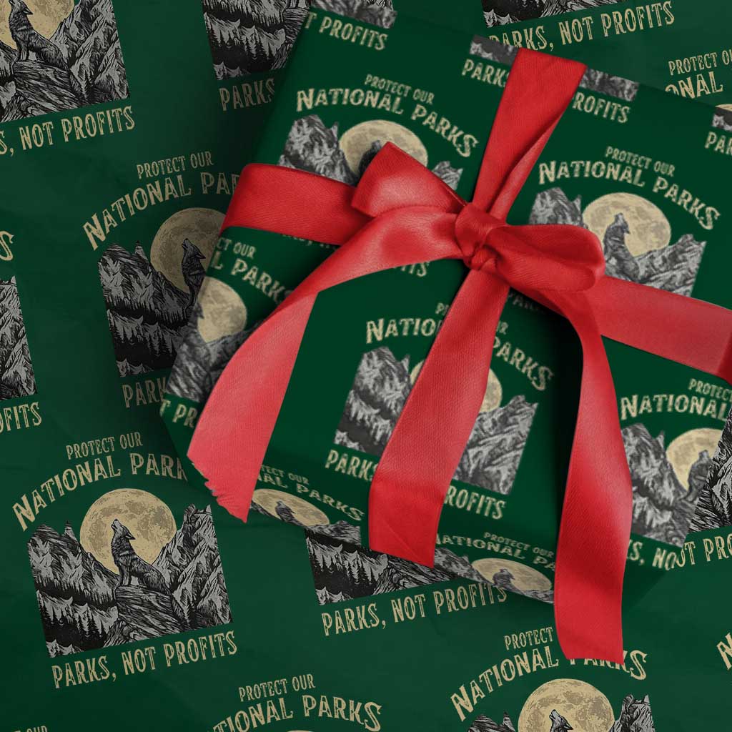 Protect Our National Parks Wrapping Paper Roll Parks Not Profits Wolf Retro Graphic - Wonder Print Shop