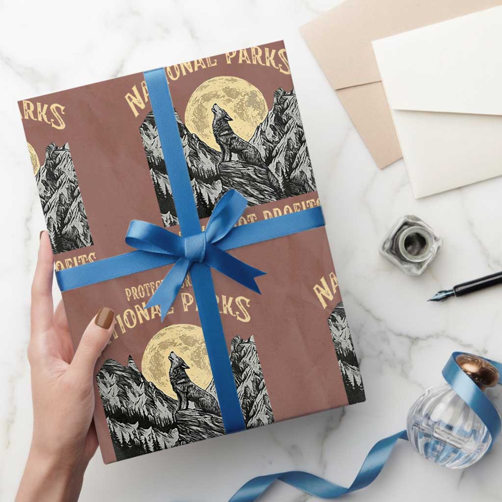 Protect Our National Parks Wrapping Paper Roll Parks Not Profits Wolf Retro Graphic - Wonder Print Shop