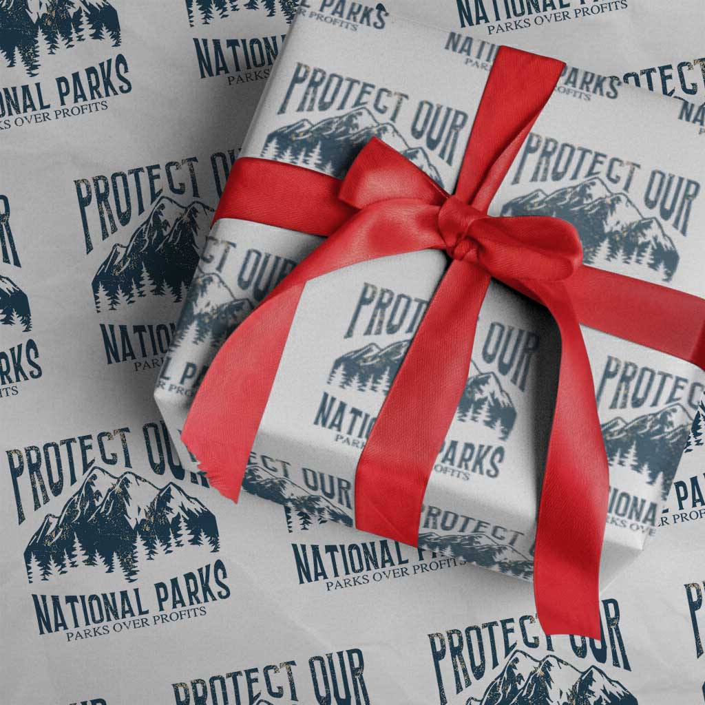Protect Our National Parks Wrapping Paper Roll Retro Mountain Nature Graphic - Wonder Print Shop