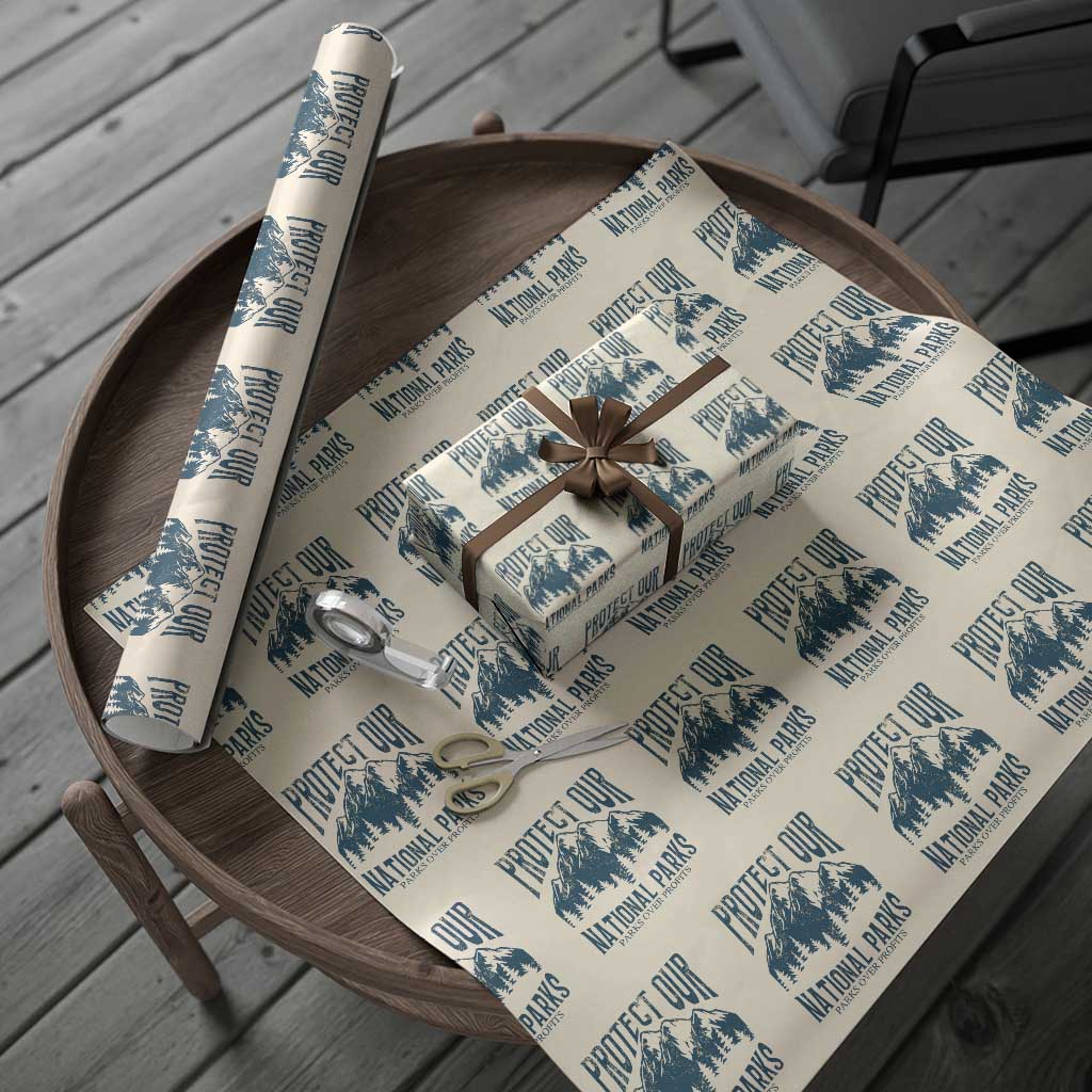 Protect Our National Parks Wrapping Paper Roll Retro Mountain Nature Graphic - Wonder Print Shop