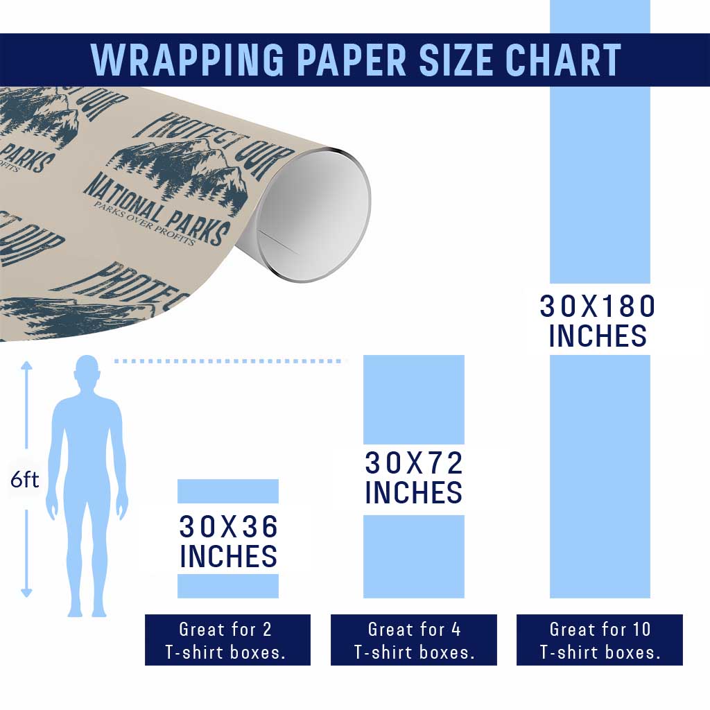 Protect Our National Parks Wrapping Paper Roll Retro Mountain Nature Graphic - Wonder Print Shop