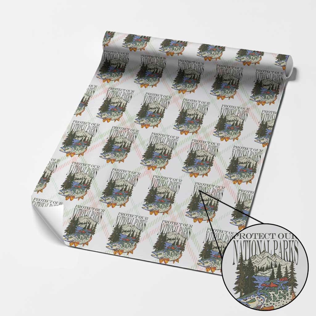 Protect Our National Parks Wrapping Paper Roll Wildlife Fishing Outdoor Adventure Retro - Wonder Print Shop