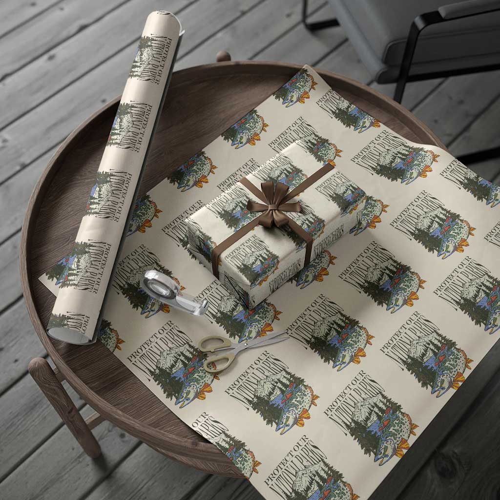 Protect Our National Parks Wrapping Paper Roll Wildlife Fishing Outdoor Adventure Retro - Wonder Print Shop