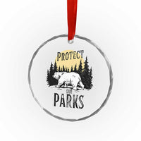Protect Our Parks Crystal Glass Ornament Retro Bear Forest Nature Graphic - Wonder Print Shop