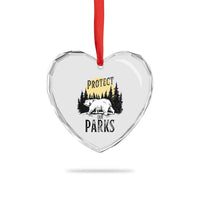 Protect Our Parks Heart Crystal Glass Ornament Retro Bear Forest Nature Graphic - Wonder Print Shop