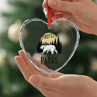 Protect Our Parks Heart Crystal Glass Ornament Retro Bear Forest Nature Graphic - Wonder Print Shop