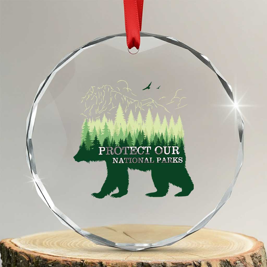 Protect Our Parks National Park Crystal Glass Ornament Bear Hiking Nature - Wonder Print Shop