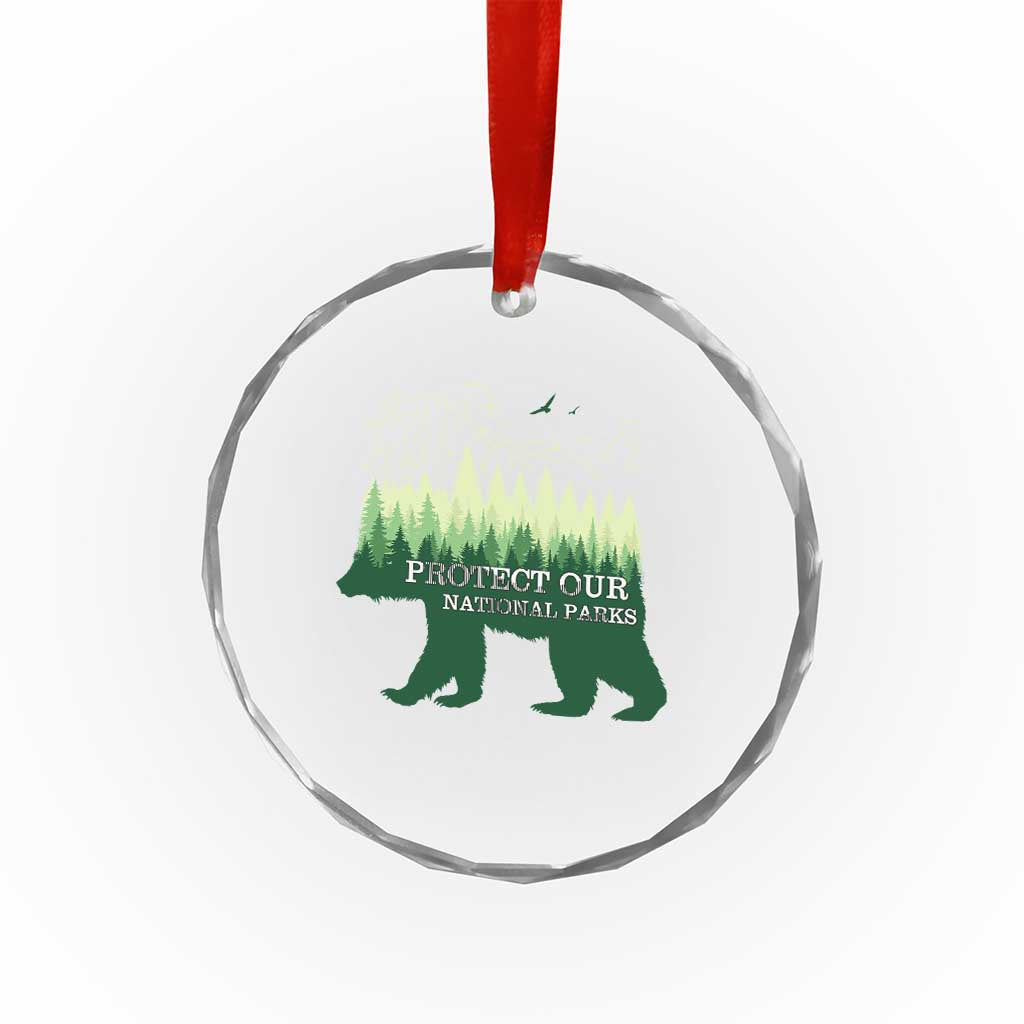 Protect Our Parks National Park Crystal Glass Ornament Bear Hiking Nature - Wonder Print Shop