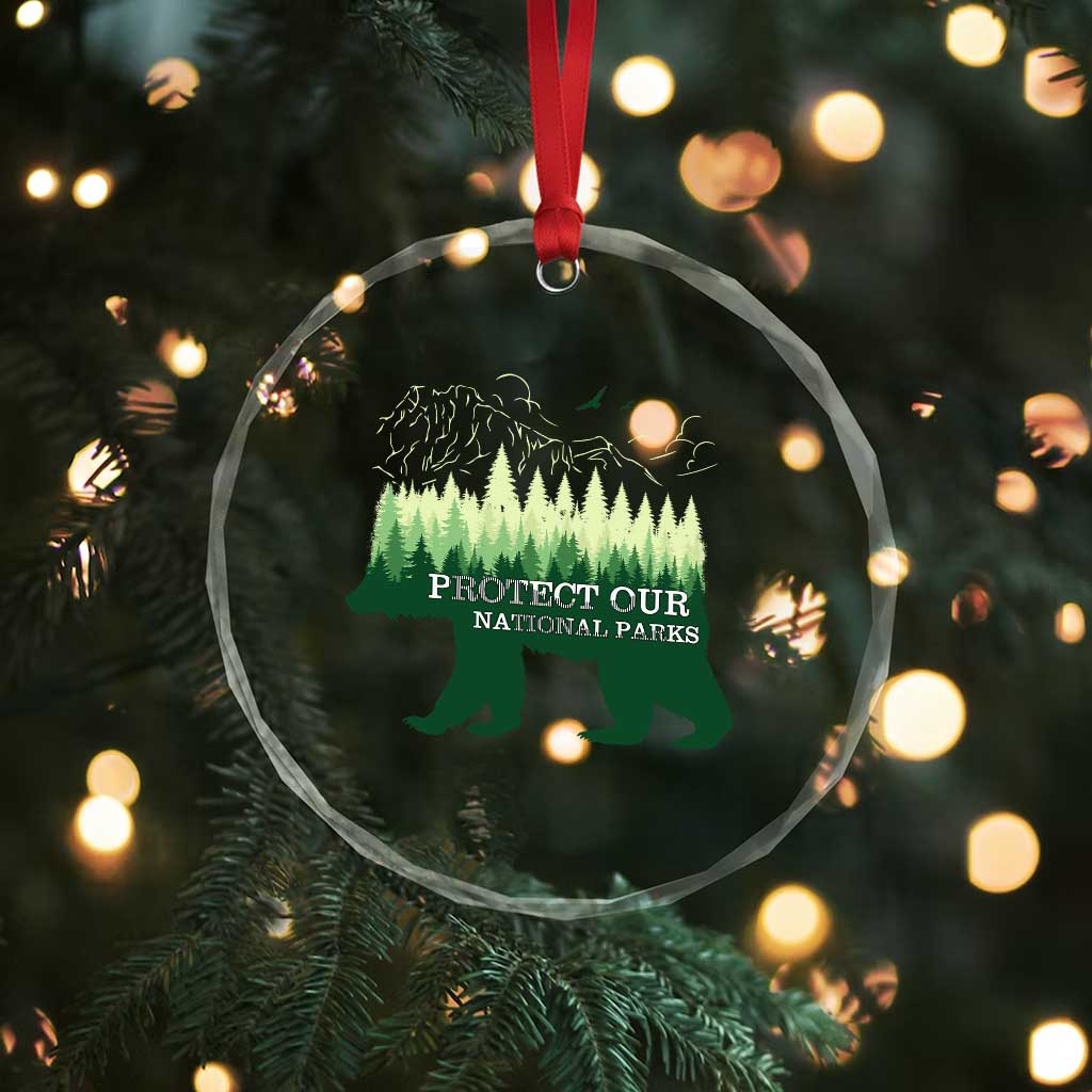 Protect Our Parks National Park Crystal Glass Ornament Bear Hiking Nature - Wonder Print Shop