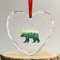 Protect Our Parks National Park Heart Crystal Glass Ornament Bear Hiking Nature - Wonder Print Shop