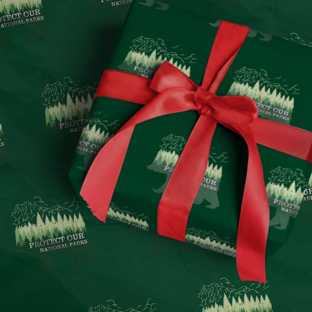 Protect Our Parks National Park Wrapping Paper Roll Bear Hiking Nature - Wonder Print Shop
