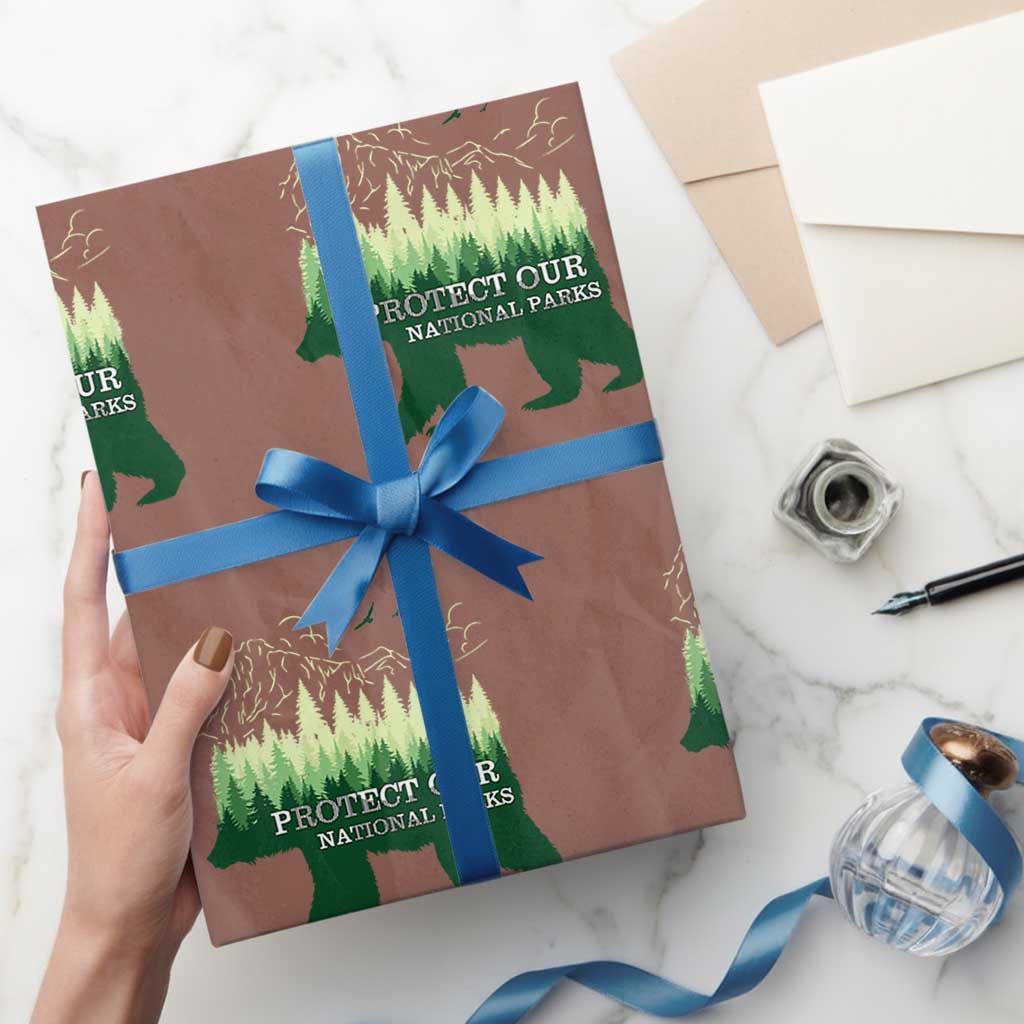 Protect Our Parks National Park Wrapping Paper Roll Bear Hiking Nature - Wonder Print Shop