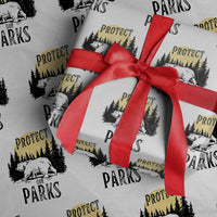 Protect Our Parks Wrapping Paper Roll Retro Bear Forest Nature Graphic - Wonder Print Shop