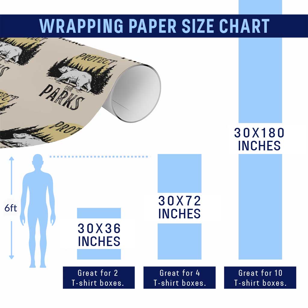 Protect Our Parks Wrapping Paper Roll Retro Bear Forest Nature Graphic - Wonder Print Shop