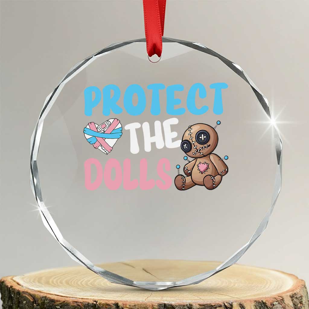 Protect The Dolls Crystal Glass Ornament Transgender Trans Pride - Wonder Print Shop