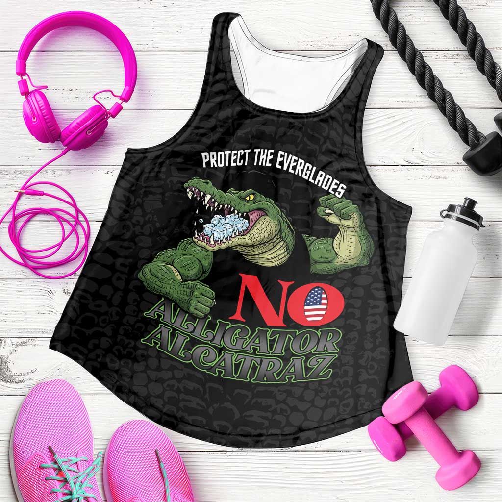 Protect The Everglades Women Racerback Tank Gator No Alligator Alcatraz - Wonder Print Shop