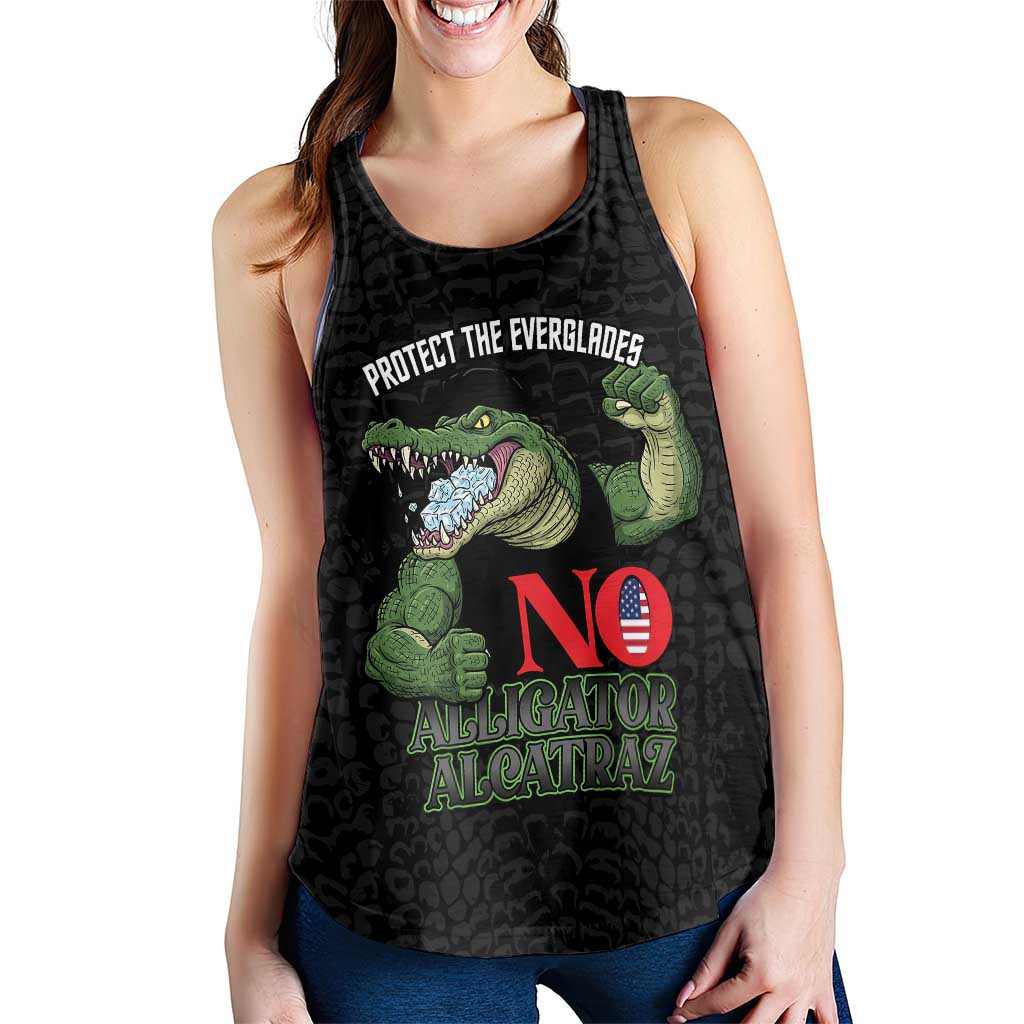 Protect The Everglades Women Racerback Tank Gator No Alligator Alcatraz - Wonder Print Shop