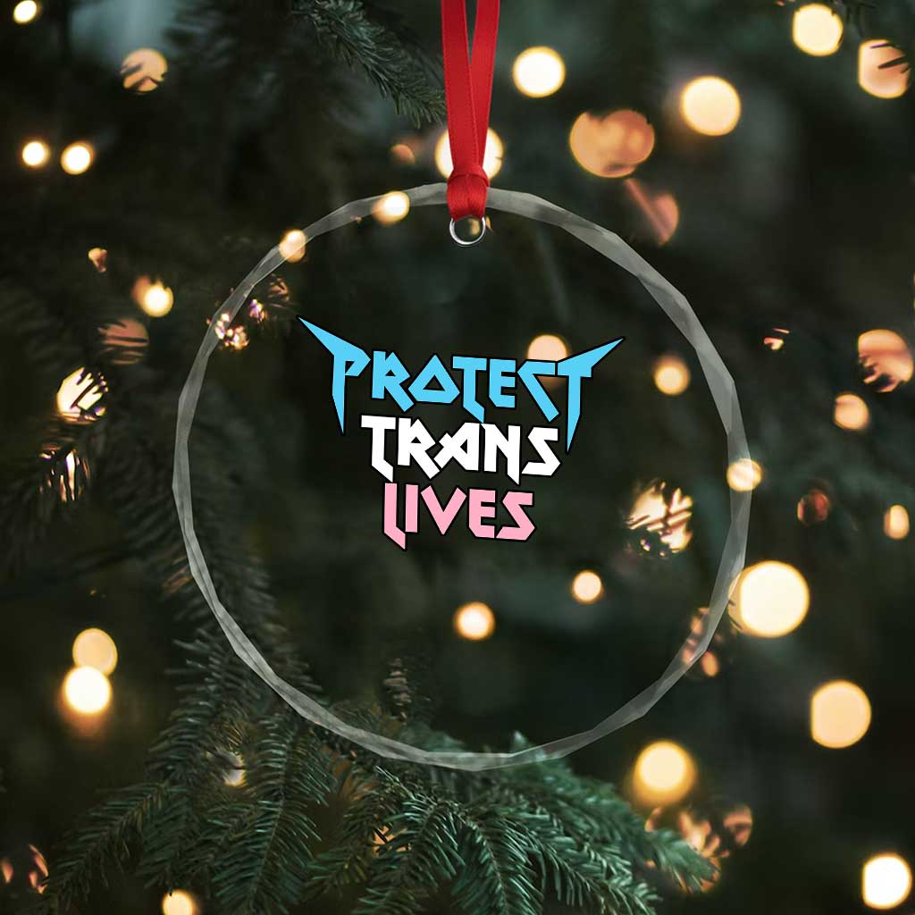 Protect Trans Lives Crystal Glass Ornament Heavy Metal - Wonder Print Shop