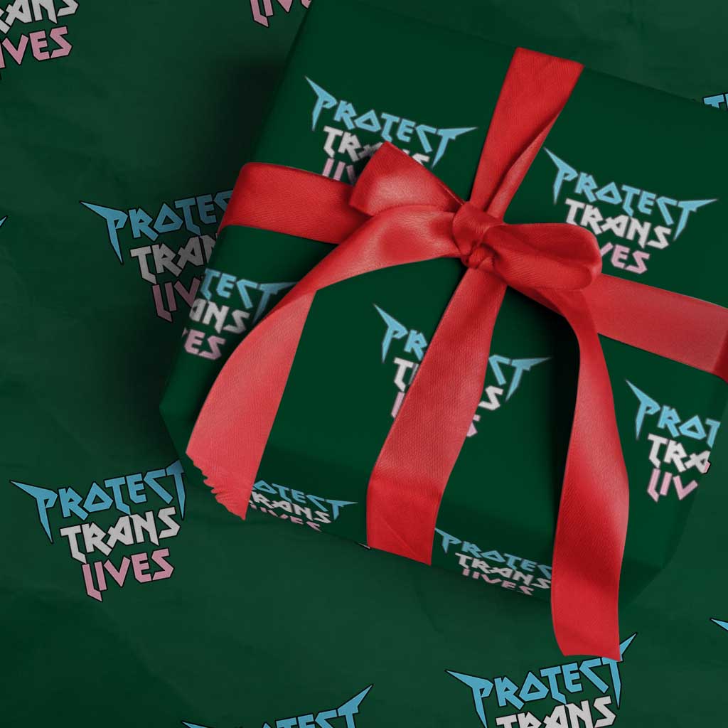 Protect Trans Lives Wrapping Paper Roll Heavy Metal - Wonder Print Shop