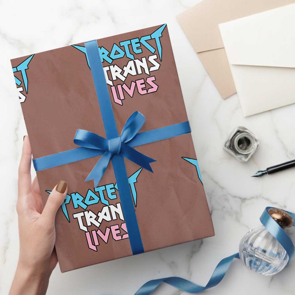 Protect Trans Lives Wrapping Paper Roll Heavy Metal - Wonder Print Shop