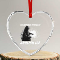 Protect Your Neighbors Abolish Ice Heart Crystal Glass Ornament Monster Resitance Protest Graphic