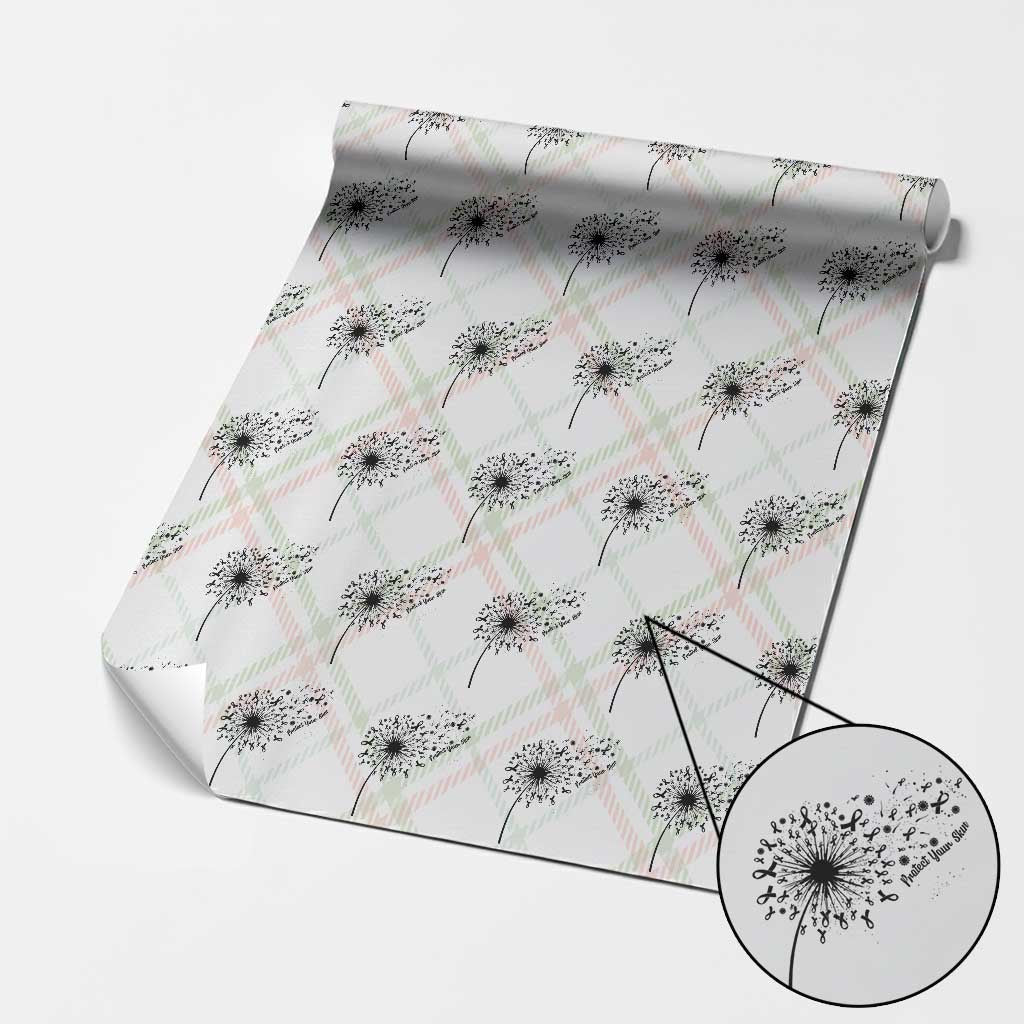 Protect Your Skin Wrapping Paper Roll Melanoma Awareness Dandelion Gift