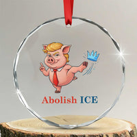 Protest Pig Kicking Icy Crown Crystal Glass Ornament Political Humor Gift