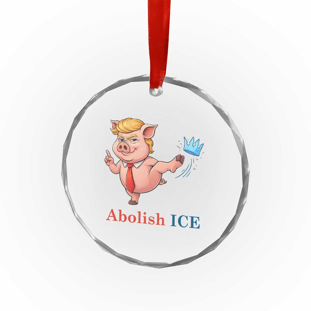 Protest Pig Kicking Icy Crown Crystal Glass Ornament Political Humor Gift