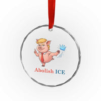 Protest Pig Kicking Icy Crown Crystal Glass Ornament Political Humor Gift