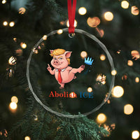 Protest Pig Kicking Icy Crown Crystal Glass Ornament Political Humor Gift