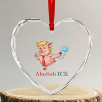 Protest Pig Kicking Icy Crown Heart Crystal Glass Ornament Political Humor Gift