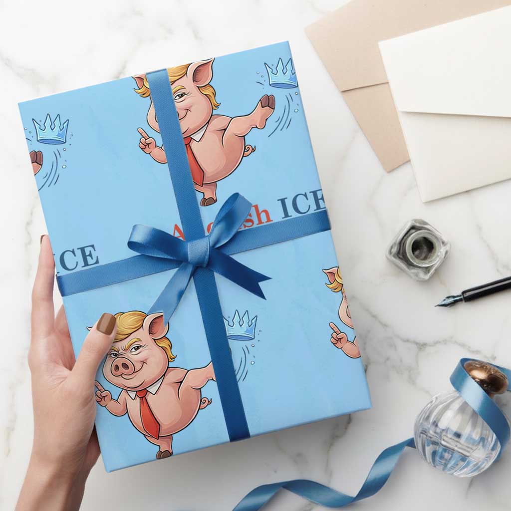 Protest Pig Kicking Icy Crown Wrapping Paper Roll Political Humor Gift